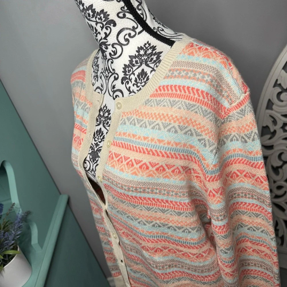 Croft & Barrow Pastel Aztec Button Front Cardigan Size XL Boho Business Casual - Picture 6 of 12